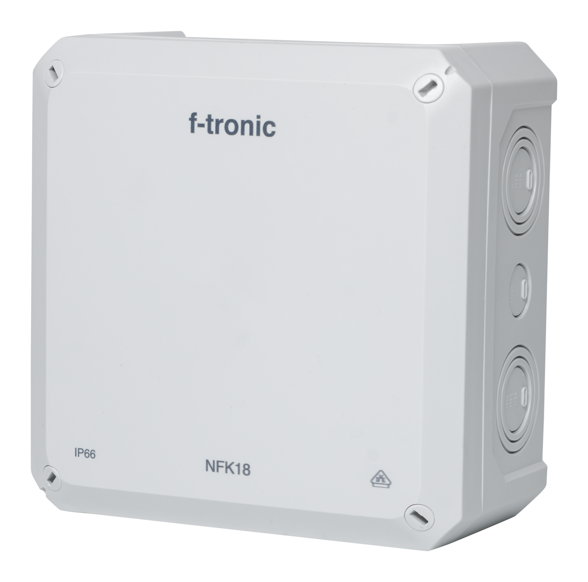 F-Tronic FR-Abzweigkasten 180x180x93mm, Ausbrechöffnungen IP66, PS, grau, NFK18gr F-Tronic FR-Abzweigkasten 180x180x93mm, Ausbrechöffnungen IP66, PS, grau, NFK18gr